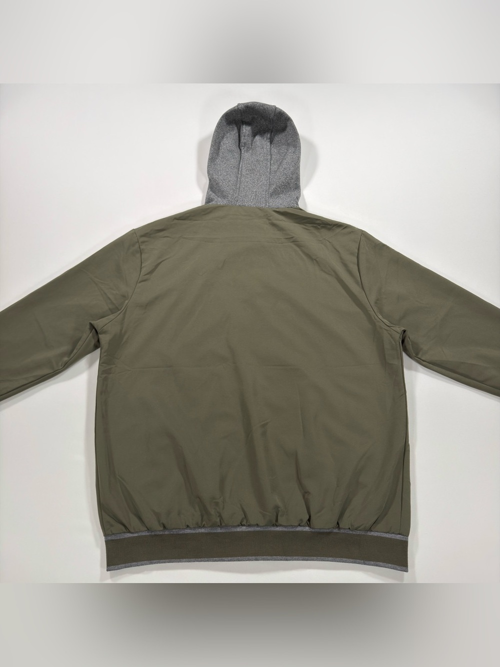 Ecko Unltd Mens Hooded Bomber Jacket Size XL Olive Green Full Zip Windbreaker - Picture 8 of 11